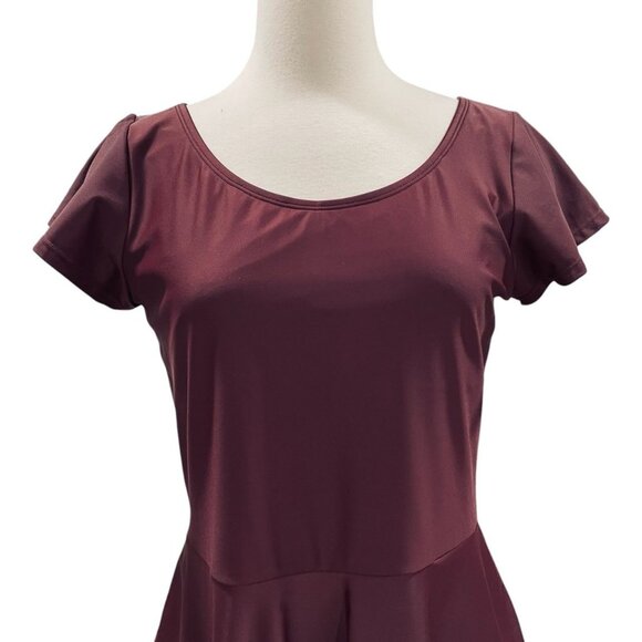 Honeymark Maroon Dress NWT Built In Bra Pockets Swim Coverup Skater Style L - Picture 5 of 10